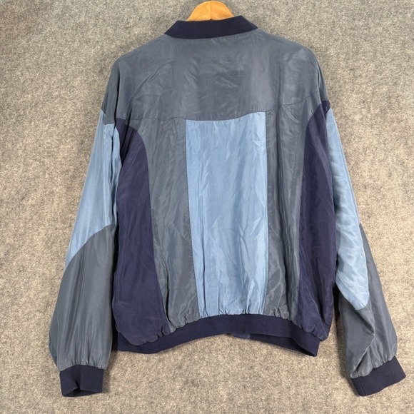 Vintage‎ Olympic Exposure Womens Jacket Large Blue Colorblock 100% Silk Full Zip - Picture 2 of 11